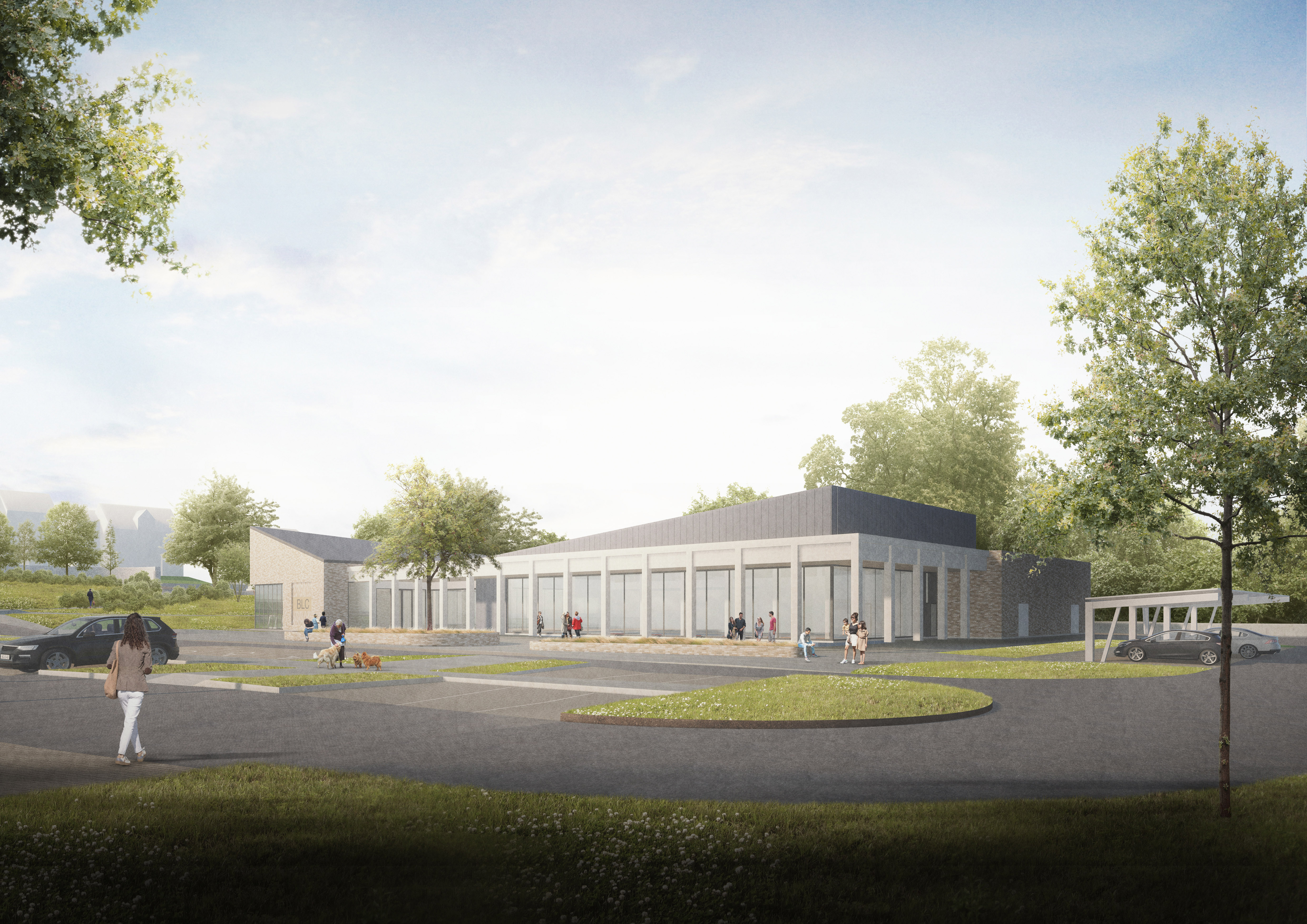 Proposed View of Leisure Centre in Context with Quay Road